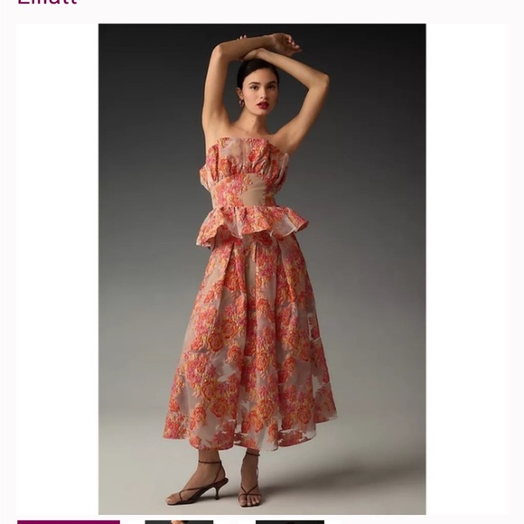 Anthropologie Elliatt Fidelity Ruffle Midi Dress